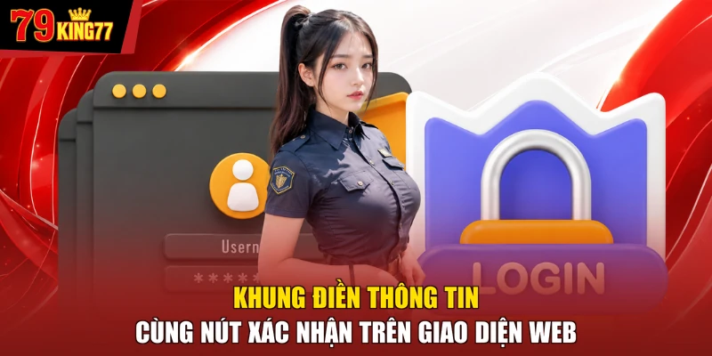Đăng nhập 79KING - Khung điền thông tin cùng nút xác nhận trên giao diện web